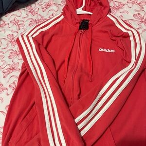 Adidas Scarlet Jacket with Ivory Stripes